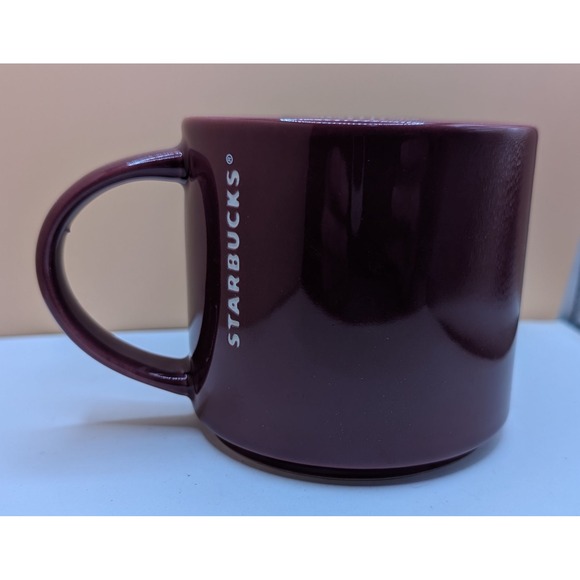 Starbucks Other - Starbucks 2013 Coffee Mug Burgundy Maroon 14oz Glossy Ceramic Stackable Cup
